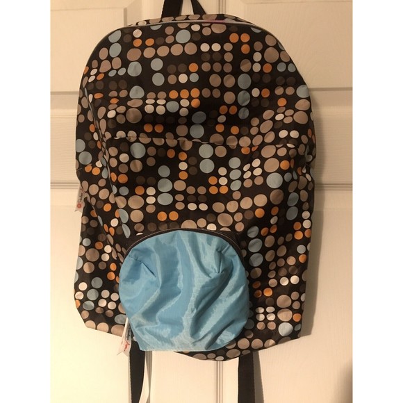 Penelope Ann Fill Her Up backpack brown multicolor polka dot adjustable straps - Picture 1 of 7